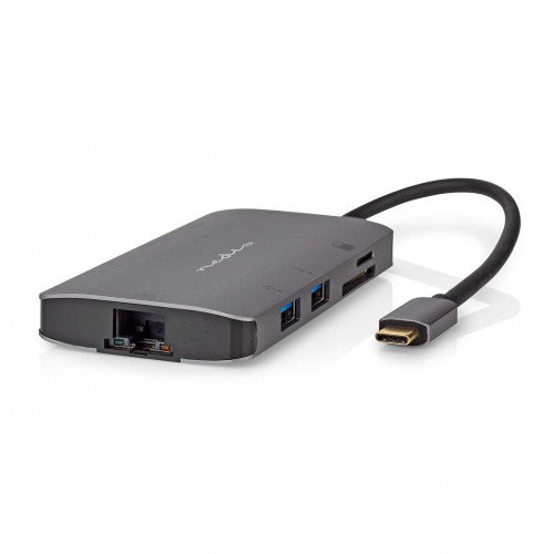 USB Multi-Port Adapter | USB 3.2 Gen 1 | USB-C™ Male | HDMI™ Output / Micro SD / RJ45 Female / SD / USB-C™ Female / 3x USB-A Female | 5 Gbps | 0.20 m | Rond | Verguld | PVC | Antraciet | Doos - ccbw64240at02