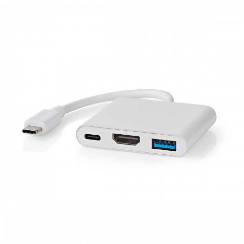 USB Multi-Port Adapter | USB 3.2 Gen 1 | USB-C™ Male | HDMI™ Output / USB-A Female / USB-C™ Female | 5 Gbps | 0.10 m | Rond | Vernikkeld | PVC | Wit | Doos - ccgb64770wt01