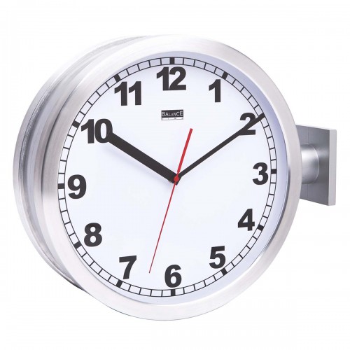 Dubbelzijdige Stationsklok 38 cm Analoog Zilver / Wit - he-clock-86