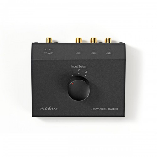 Analoge Audio-Switch | 3 poort(en) | Input: 3x (2x RCA Female) | Output: 1x (2x RCA Female) | Manueel | Metaal | Zwart - aswi2403bk