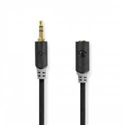 Stereo-Audiokabel | 3,5 mm Male | 3,5 mm Female | Verguld | 1.00 m | Rond | Antraciet | Doos - cabw22050at10