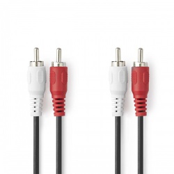 Stereo-Audiokabel | 2x RCA Male | 2x RCA Male | Vernikkeld | 2.00 m | Rond | Zwart | Doos - cagb24200bk20