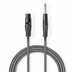Ongebalanceerde Audiokabel | XLR 3-Pins Female | 6,35 mm Male | Vernikkeld | 3.00 m | Rond | PVC | Donkergrijs | Kartonnen Sleeve - coth15120gy30