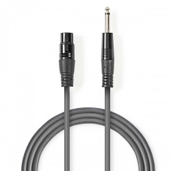 Ongebalanceerde Audiokabel | XLR 3-Pins Female | 6,35 mm Male | Vernikkeld | 10.0 m | Rond | PVC | Donkergrijs | Gift Box - cotg15120gy100