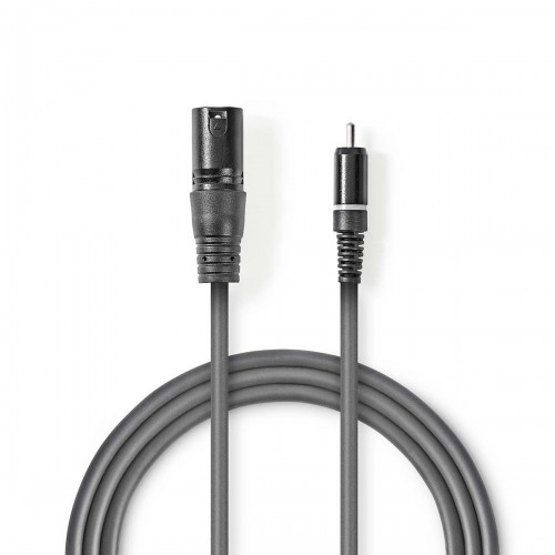 Ongebalanceerde Audiokabel | XLR 3-Pins Male | RCA Male | Vernikkeld | 1.50 m | Rond | PVC | Donkergrijs | Kartonnen Sleeve - coth15205gy15