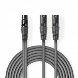 Gebalanceerde Audiokabel | 2x XLR 3-Pins Male | XLR 3-Pins Female | Vernikkeld | 1.50 m | Rond | PVC | Donkergrijs | Kartonnen Sleeve - coth15020gy15