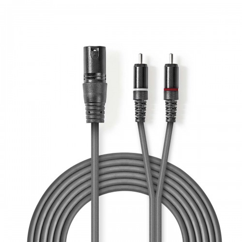 Gebalanceerde Audiokabel | XLR 3-Pins Male | 2x RCA Male | Vernikkeld | 3.00 m | Rond | PVC | Donkergrijs | Kartonnen Sleeve - coth15200gy30