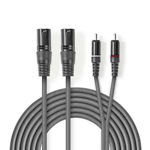 Gebalanceerde Audiokabel | 2x XLR 3-Pins Male | 2x RCA Male | Vernikkeld | 1.50 m | Rond | PVC | Donkergrijs | Kartonnen Sleeve - coth15210gy15
