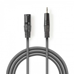 Gebalanceerde Audiokabel | XLR 3-Pins Male | 3,5 mm Male | Vernikkeld | 3.00 m | Rond | PVC | Donkergrijs | Kartonnen Sleeve - coth15300gy30