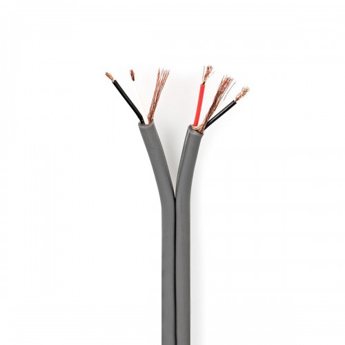 Audiokabel | 2x 0.16 mm² | Koper | 100.0 m | Rond | PVC | Donkergrijs | Rol - cotr15001gy100