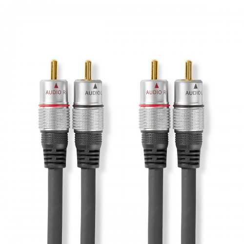 Stereo-Audiokabel | 2x RCA Male | 2x RCA Male | Verguld | 0.80 m | Rond | Antraciet | Doos - cagc24200at075
