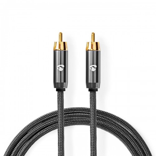 Subwoofer-Kabel | RCA Male | RCA Male | Verguld | 5.00 m | Rond | 4.5 mm | Antraciet / Gun Metal Grijs | Cover Box - catb24100gy50