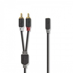 Stereo-Audiokabel | 2x RCA Male | 3,5 mm Female | Verguld | 1.00 m | Rond | Antraciet | Doos - cabw22255at10