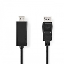 DisplayPort-Kabel | DisplayPort Male | HDMI™ Connector | 4K@30Hz | Vernikkeld | 2.00 m | Rond | PVC | Zwart | Doos - ccgb37100bk20