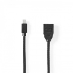 Mini DisplayPort-Kabel | DisplayPort 1.4 | Mini-DisplayPort Male | DisplayPort Female | 48 Gbps | Vernikkeld | 0.20 m | Rond | PVC | Zwart | Blister - ccgb37454bk02