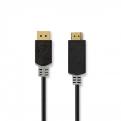 DisplayPort-Kabel | DisplayPort Male | HDMI™ Connector | 4K@30Hz | Verguld | 1.00 m | Rond | PVC | Antraciet | Doos - ccbw37100at10