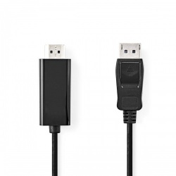 DisplayPort-Kabel | DisplayPort Male | HDMI™ Connector | 1080p | Vernikkeld | 1.00 m | Rond | PVC | Zwart | Label - ccgl37100bk10