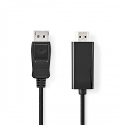 DisplayPort-Kabel | DisplayPort Male | HDMI™ Connector | 1080p | Vernikkeld | 3.00 m | Rond | PVC | Zwart | Label - ccgl37100bk30