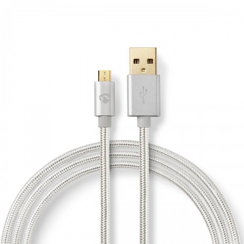 USB-Kabel | USB 2.0 | USB-A Male | USB Micro-B Male | 15 W | 480 Mbps | Verguld | 2.00 m | Rond | Gevlochten / Nylon | Aluminium | Cover Window Box - cctb60500al20