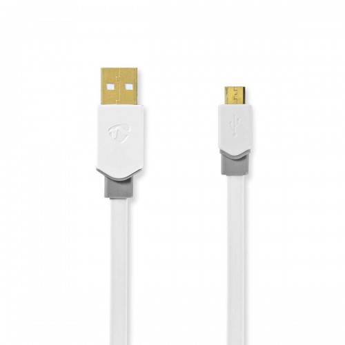USB-Kabel | USB 2.0 | USB-A Male | USB Micro-B Male | 480 Mbps | Verguld | 1.00 m | Plat | PVC | Wit | Window Box - ccbw60500wt10