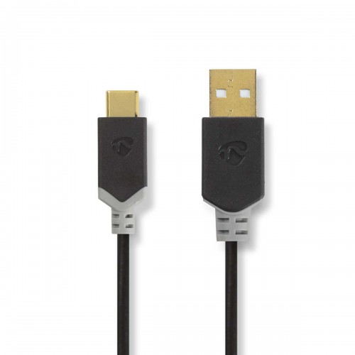 USB-Kabel | USB 2.0 | USB-A Male | USB-C™ Male | 60 W | 480 Mbps | Verguld | 1.00 m | Rond | PVC | Antraciet | Window Box - ccbw60600at10