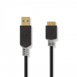 USB-Kabel | USB 3.2 Gen 1 | USB-A Male | USB Micro-B Male | 5 Gbps | Verguld | 2.00 m | Rond | PVC | Antraciet | Doos - ccbw61500at20