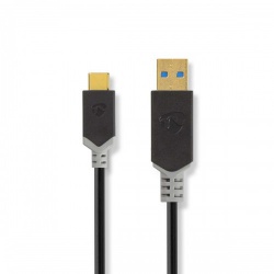 USB-Kabel | USB 3.2 Gen 1 | USB-A Male | USB-C™ Male | 60 W | 5 Gbps | Verguld | 1.00 m | Rond | PVC | Antraciet | Window Box - ccbw61600at10