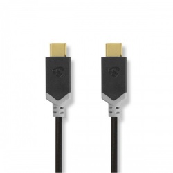 USB-Kabel | USB 3.2 Gen 1 | USB-C™ Male | USB-C™ Male | 60 W | 4K@60Hz | 5 Gbps | Verguld | 2.00 m | Rond | PVC | Zwart | Doos - ccbw64700at20