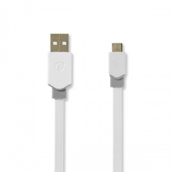 USB-Kabel | USB 2.0 | USB-A Male | USB Micro-B Male | 480 Mbps | Verguld | 1.00 m | Plat | PVC | Wit | Polybag - ccbp60500wt10