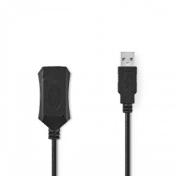 Actieve USB-Kabel | USB 2.0 | USB-A Male | USB-A Female | 480 Mbps | 20.0 m | Rond | Vernikkeld | PVC | Koper | Polybag - ccgp60extbk200
