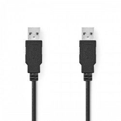 USB-Kabel | USB 2.0 | USB-A Male | USB-A Male | 480 Mbps | Vernikkeld | 5.00 m | Rond | PVC | Zwart | Polybag - ccgp60000bk50