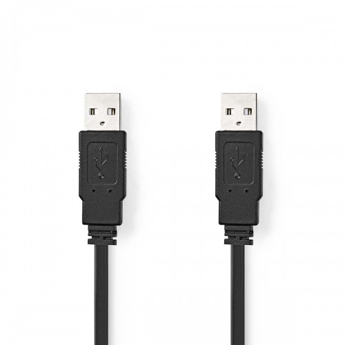 USB-Kabel | USB 2.0 | USB-A Male | USB-A Male | 480 Mbps | Vernikkeld | 1.00 m | Plat | PVC | Zwart | Polybag - ccgp60005bk10