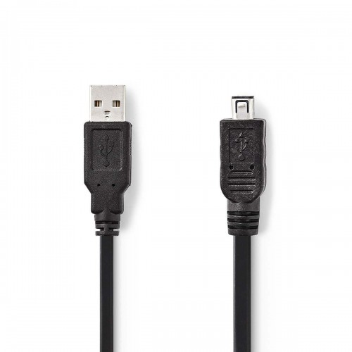 USB-Kabel | USB 2.0 | USB-A Male | Mini 4-Pin Male | 480 Mbps | Vernikkeld | 2.00 m | Rond | PVC | Zwart | Polybag - ccgp60200bk20