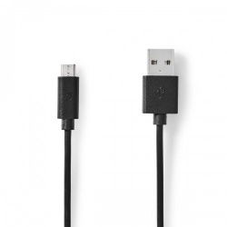 USB-Kabel | USB 2.0 | USB-A Male | USB Micro-B Male | 10 W | 480 Mbps | Vernikkeld | 3.00 m | Rond | PVC | Zwart | Polybag - ccgp60500bk30
