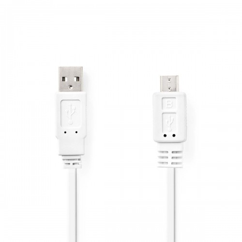 USB-Kabel | USB 2.0 | USB-A Male | USB Micro-B Male | 480 Mbps | Vernikkeld | 1.00 m | Plat | PVC | Wit | Polybag - ccgp60410wt10