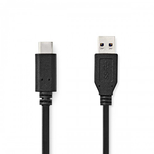 USB-Kabel | USB 3.2 Gen 2 | USB-A Male | USB-C™ Male | 60 W | 10 Gbps | Vernikkeld | 1.00 m | Rond | PVC | Zwart | Polybag - ccgp61650bk10