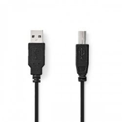 USB-Kabel | USB 2.0 | USB-A Male | USB-B Male | 480 Mbps | Vernikkeld | 2.00 m | Rond | PVC | Zwart | Doos - ccgb60100bk20