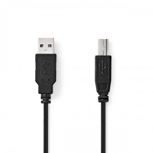 USB-Kabel | USB 2.0 | USB-A Male | USB-B Male | 480 Mbps | Vernikkeld | 3.00 m | Rond | PVC | Zwart | Doos - ccgb60100bk30