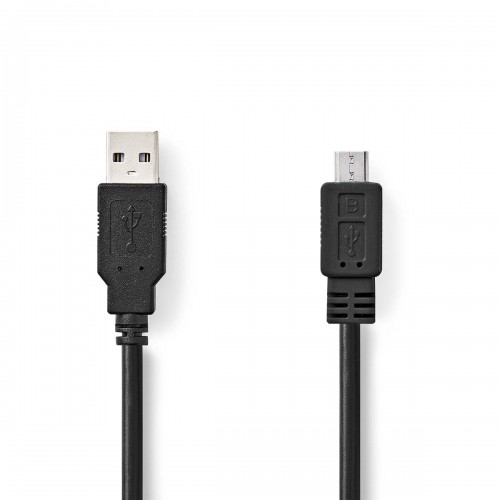 USB-Kabel | USB 2.0 | USB-A Male | USB Micro-B Male | 480 Mbps | Vernikkeld | 1.00 m | Rond | PVC | Zwart | Doos - ccgb60500bk10