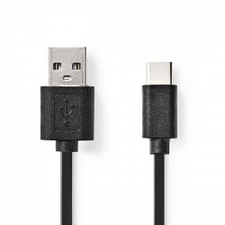 USB-Kabel | USB 2.0 | USB-A Male | USB-C™ Male | 60 W | 480 Mbps | Vernikkeld | 0.10 m | Rond | PVC | Zwart | Blister - ccgb60600bk01