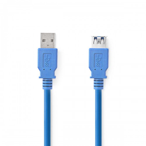 USB-Kabel | USB 3.2 Gen 1 | USB-A Male | USB-A Female | 5 Gbps | Vernikkeld | 2.00 m | Rond | PVC | Blauw | Doos - ccgb61010bu20