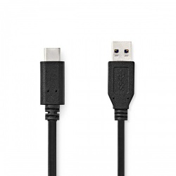 USB-Kabel | USB 3.2 Gen 2 | USB-A Male | USB-C™ Male | 60 W | 10 Gbps | Vernikkeld | 1.00 m | Rond | PVC | Zwart | Doos - ccgb61650bk10