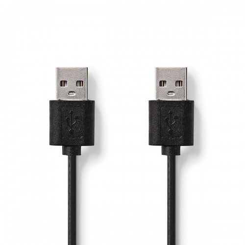 USB-Kabel | USB 2.0 | USB-A Male | USB-A Male | 7.5 W | 480 Mbps | Vernikkeld | 1.00 m | Rond | PVC | Zwart | Label - ccgt60000bk10