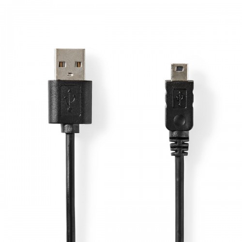 USB-Kabel | USB 2.0 | USB-A Male | USB Mini-B 5-Pins Male | 5.5 W | 480 Mbps | Vernikkeld | 2.00 m | Rond | PVC | Zwart | Label - ccgt60300bk20
