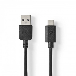 USB-Kabel | USB 3.2 Gen 2 | USB-A Male | USB-C™ Male | 60 W | 10 Gbps | Vernikkeld | 1.00 m | Rond | PVC | Zwart | Doos - ccgw61650bk10