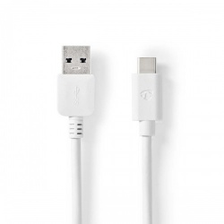 USB-Kabel | USB 3.2 Gen 2 | USB-A Male | USB-C™ Male | 60 W | 10 Gbps | Vernikkeld | 1.00 m | Rond | PVC | Wit | Doos - ccgw61650wt10