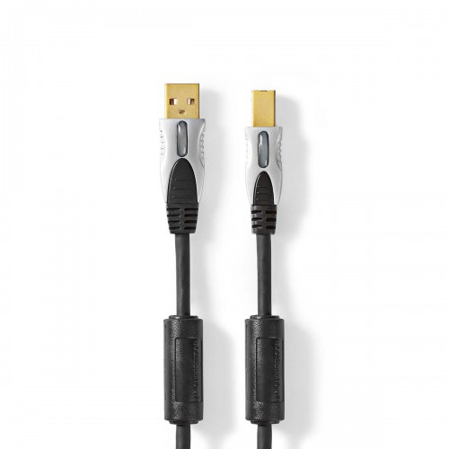 USB-Kabel | USB 2.0 | USB-A Male | USB-B Male | 2.5 W | 480 Mbps | Verguld | 1.80 m | Rond | PVC | Antraciet | Doos - ccgc61100at18