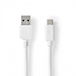 USB-Kabel | USB 3.2 Gen 1 | USB-A Male | USB-C™ Male | 60 W | 5 Gbps | Vernikkeld | 2.00 m | Rond | PVC | Wit | Doos - ccgw61600wt20