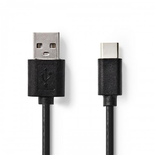 USB-Kabel | USB 2.0 | USB-A Male | USB-C™ Male | 2.5 W | 480 Mbps | Vernikkeld | 2.00 m | Rond | PVC | Zwart | Label - ccgt60600bk20