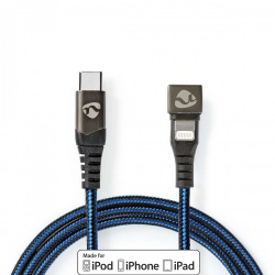 USB-Kabel | USB 2.0 | Apple Lightning 8-Pins | USB-C™ Male | 60 W | 480 Mbps | Vernikkeld | 1.00 m | Rond | Gevlochten / Nylon | Blauw / Zwart | Cover Window Box - gctb39650al10
